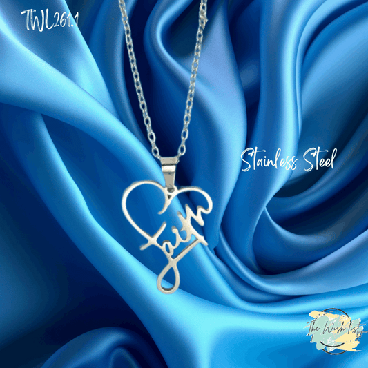 Heart Shaped Faith Pendants -Stainless Steel