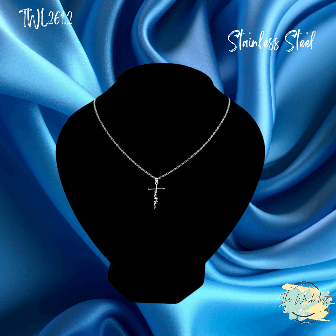 Amazing Grace Cross Necklace Pendants - Religious Stainless Steel