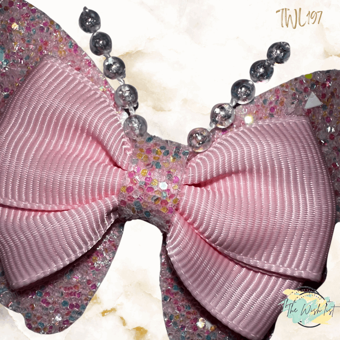 Girls Glitter Butterfly with pearls hair clip