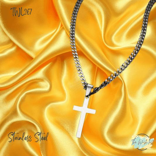 Trendy Cross Pendant Chain Necklace Religious Stainless Steel for Boys