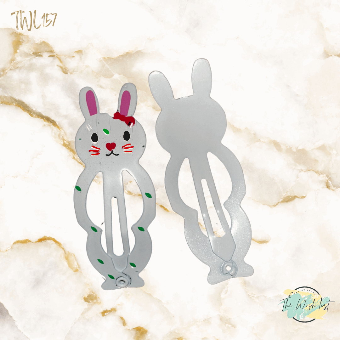 Traditional Rabbit Hair Clip For Girls - set of 2
