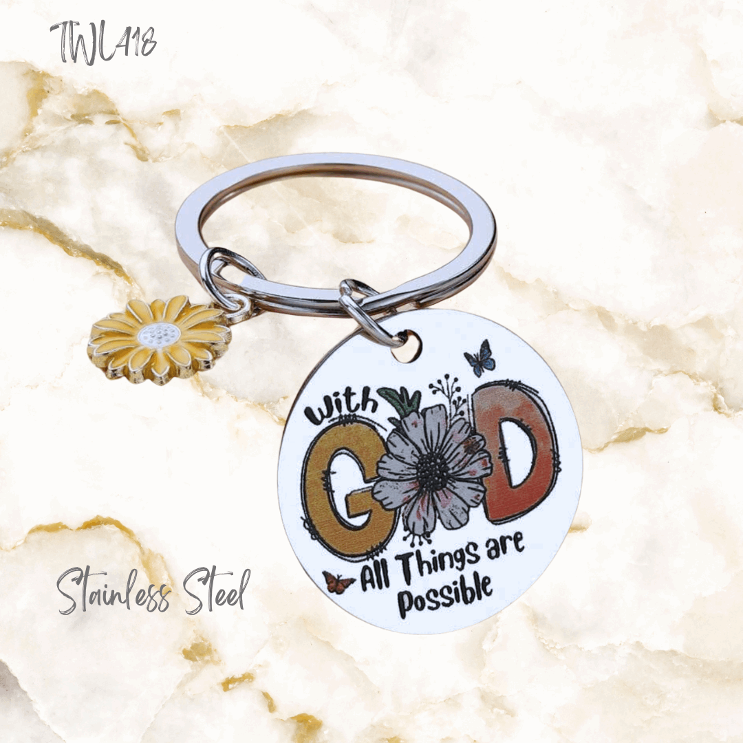 With God all things are possible key chain/ Wallet accessory - stainless Steel