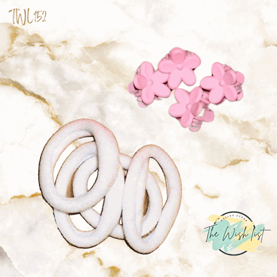 Casual hair tie and Flower hair clip set for girls