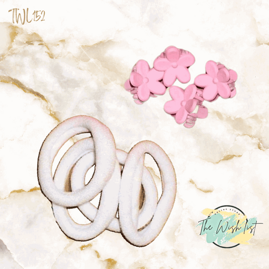Casual hair tie and Flower hair clip set for girls