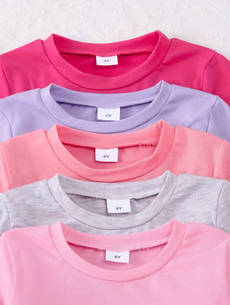 10pcs/Set Young Girl Casual Solid Color Lightweight Soft Knit Fabric Long Sleeve T-Shirt And Pants 2 Pieces Outfit, Autumn/Winter