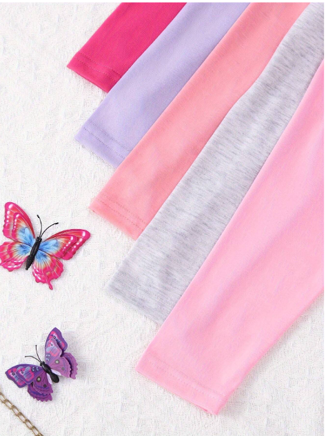 10pcs/Set Young Girl Casual Solid Color Lightweight Soft Knit Fabric Long Sleeve T-Shirt And Pants 2 Pieces Outfit, Autumn/Winter