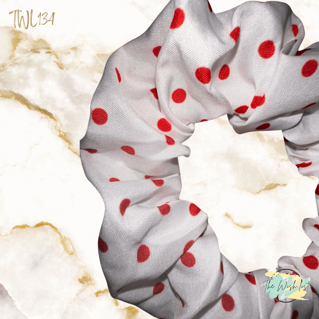 Red and White Plaid, Polka dot & Floral Pattern Scrunchies