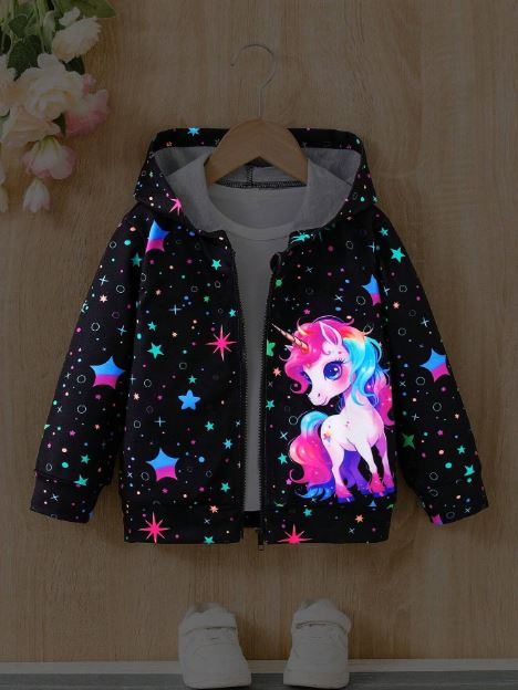 Young Girl Unicorn Star Luminous Winter Jacket