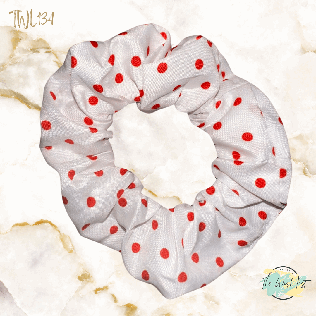 Red and White Plaid, Polka dot & Floral Pattern Scrunchies