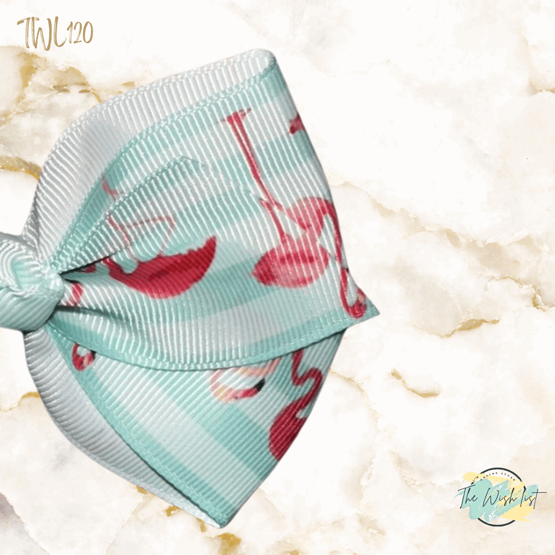 Girl's assorted Ribbon Print Medium Bow Decor Hair Clip.