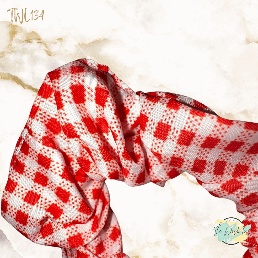 Red and White Plaid, Polka dot & Floral Pattern Scrunchies