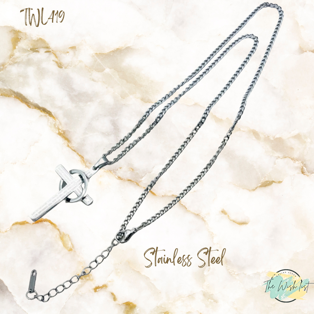 Men's Stainless Steel with wording and Crown