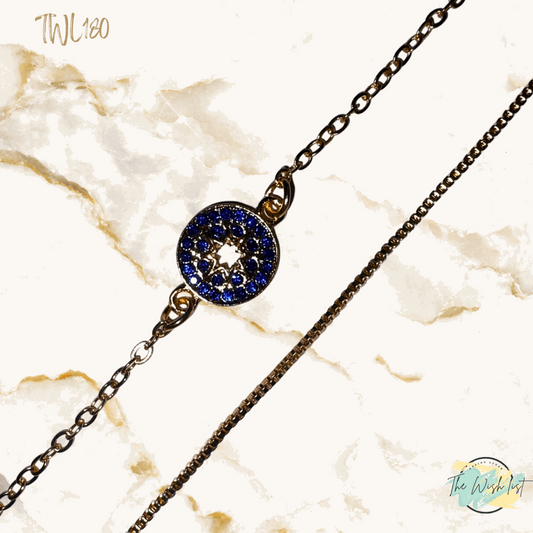 2Pce Round Blue star detailed bracelet set