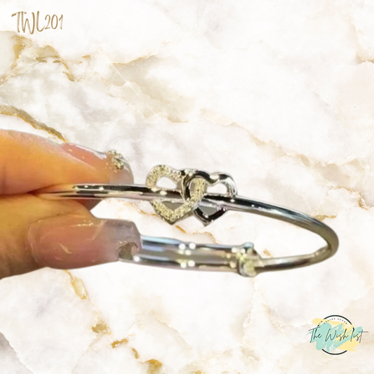 Interlocking Heart design Bracelet/ Adjustable Heart Chain Bracelet