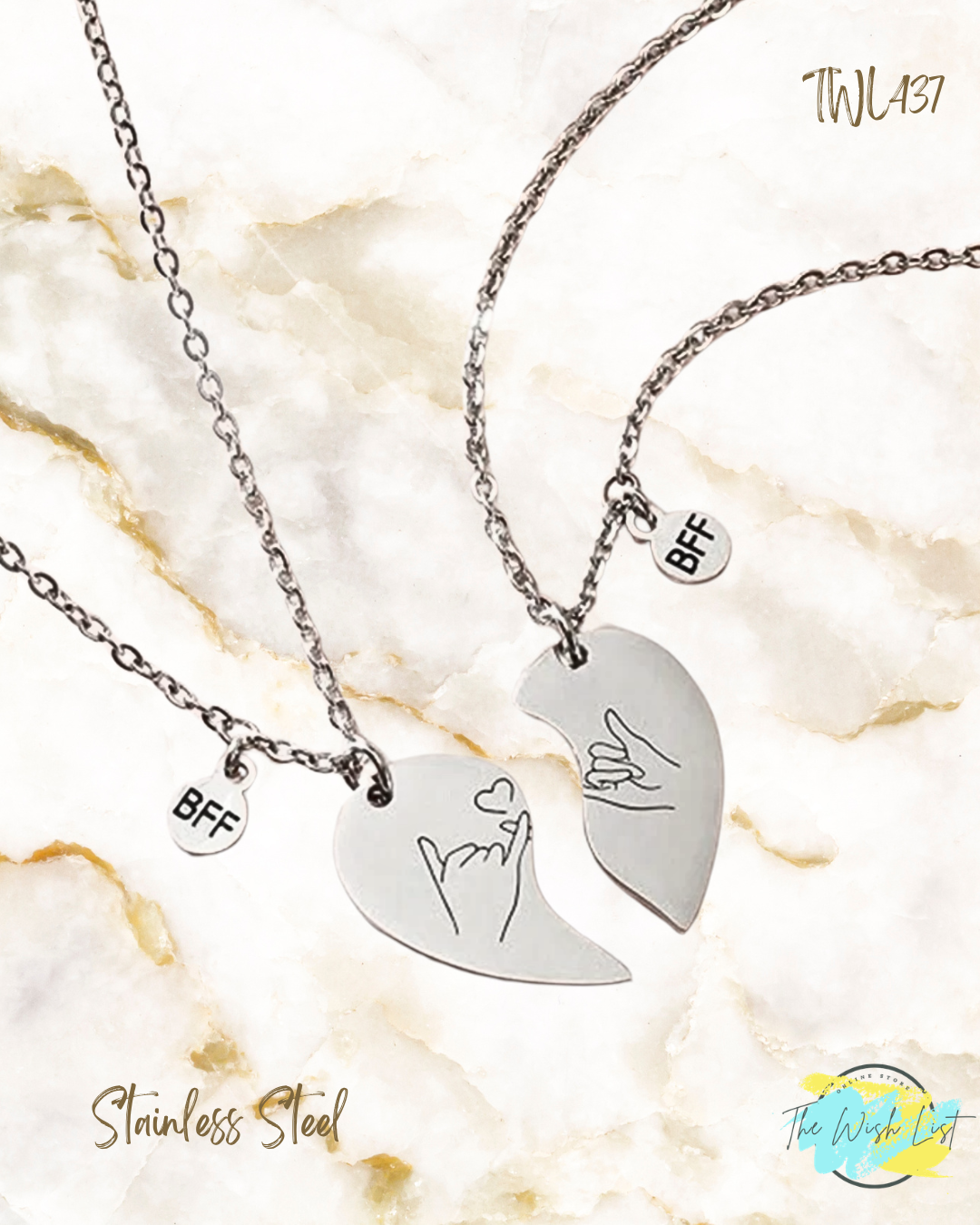 2 Pce BFF - Best friends forever Necklace
