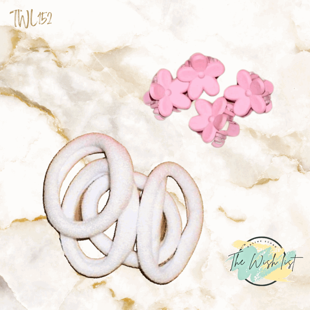 Casual hair tie and Flower hair clip set for girls
