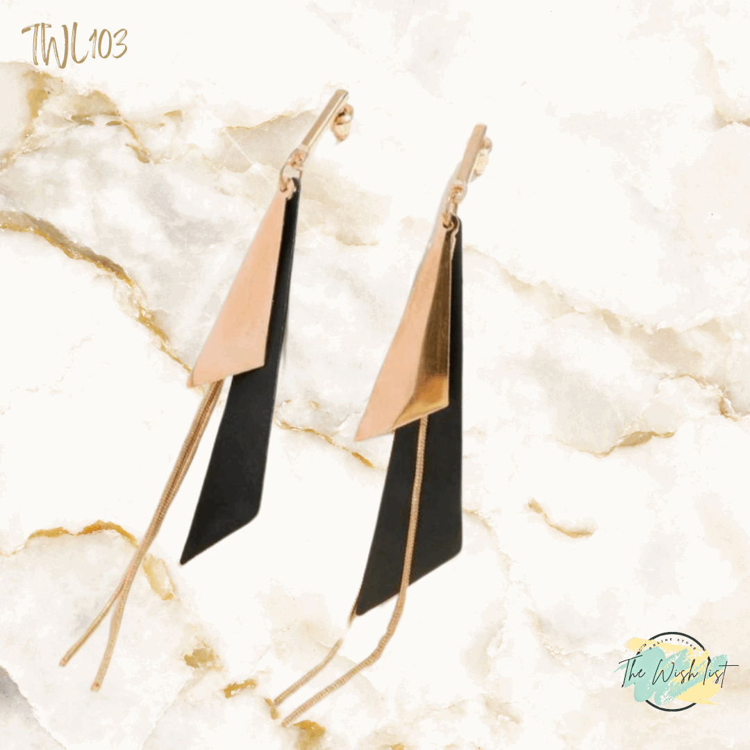 Chain & Geometric Drop Earrings
