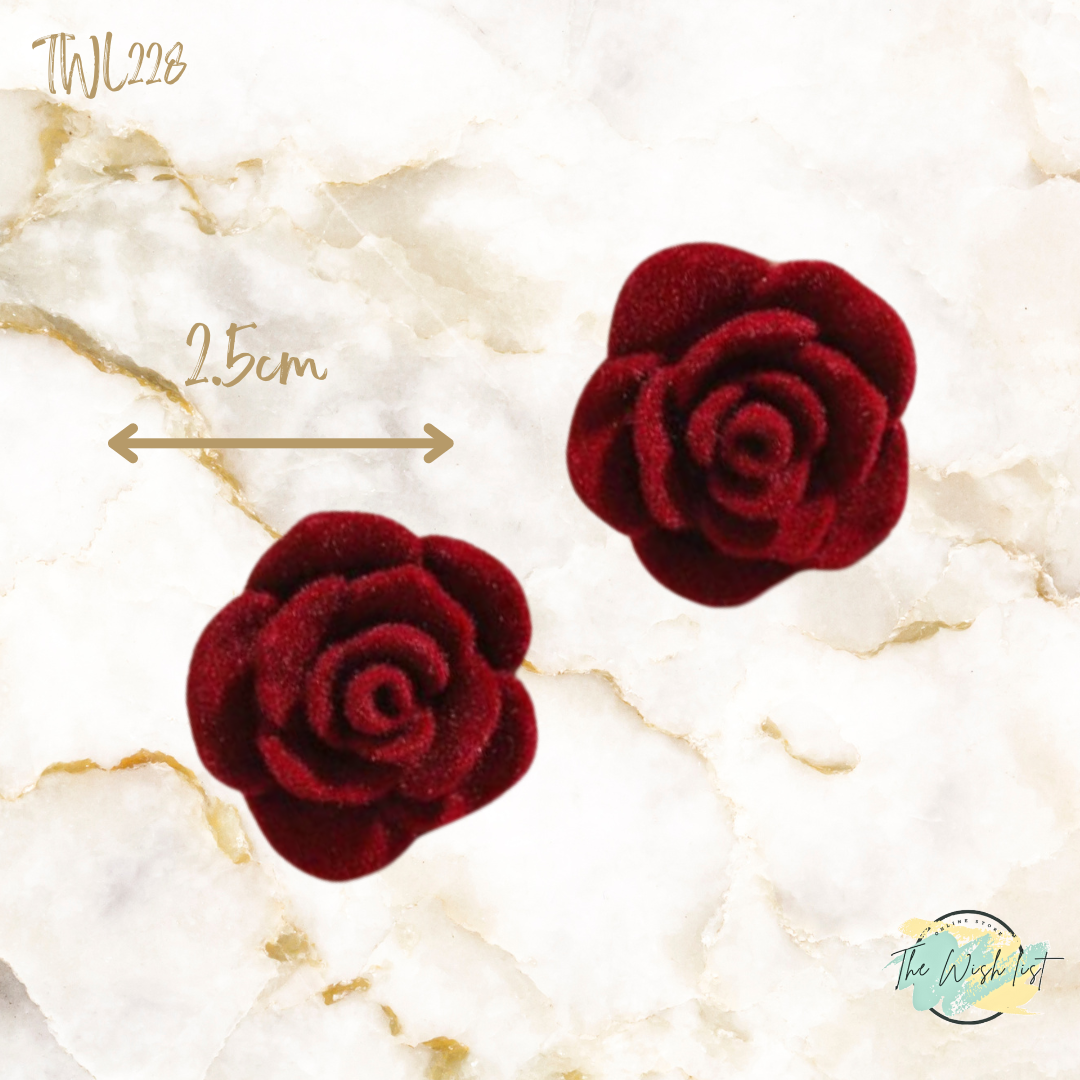 Red Velvet Floral design stud earrings
