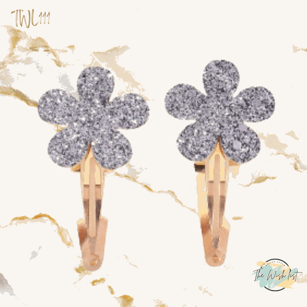 2 Pce Gradient Glitter Hair Clips, Simple And Sweet Style