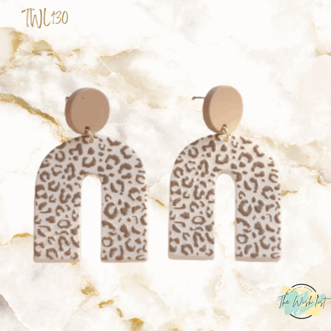 Leopard Pattern U shape drop earrings