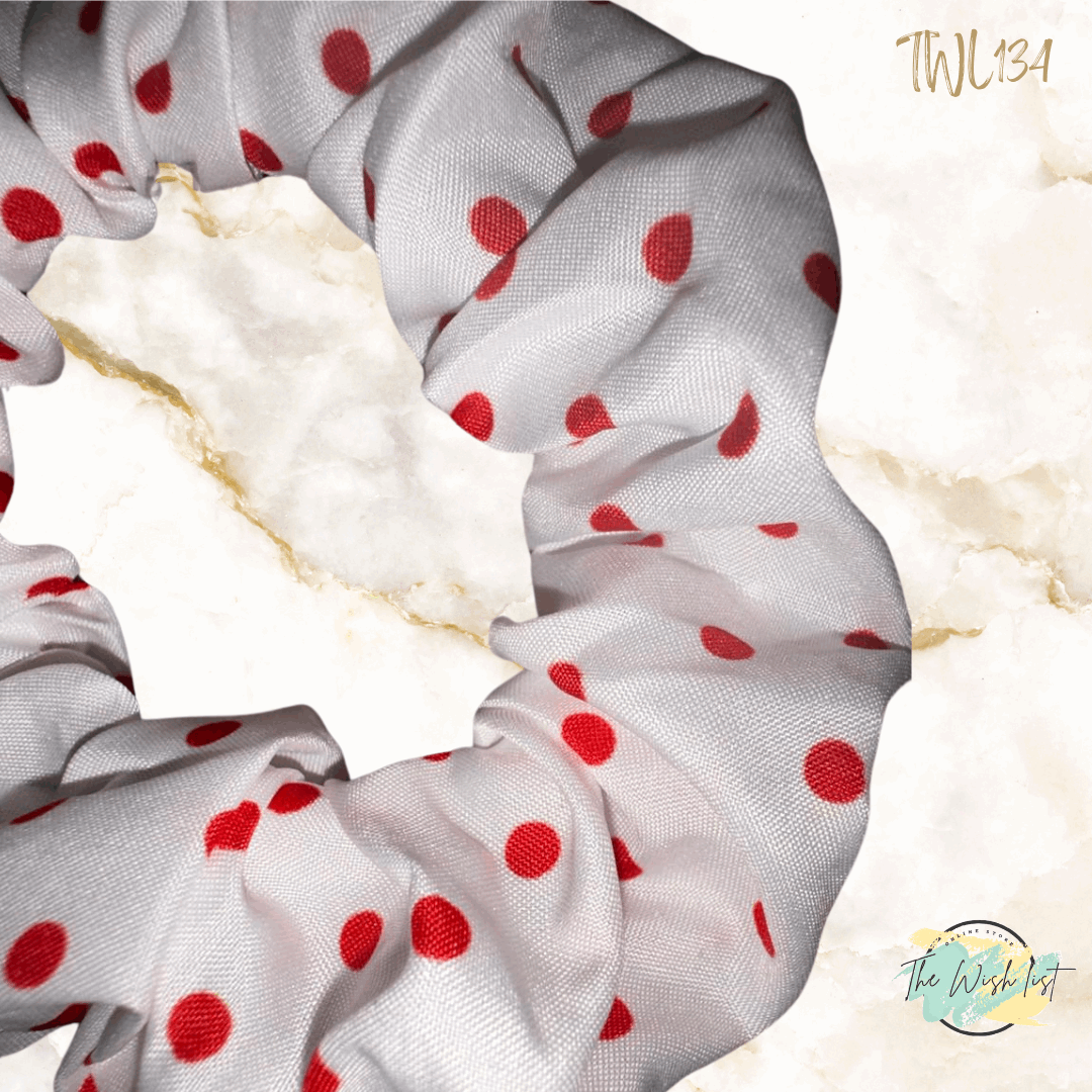 Red and White Plaid, Polka dot & Floral Pattern Scrunchies