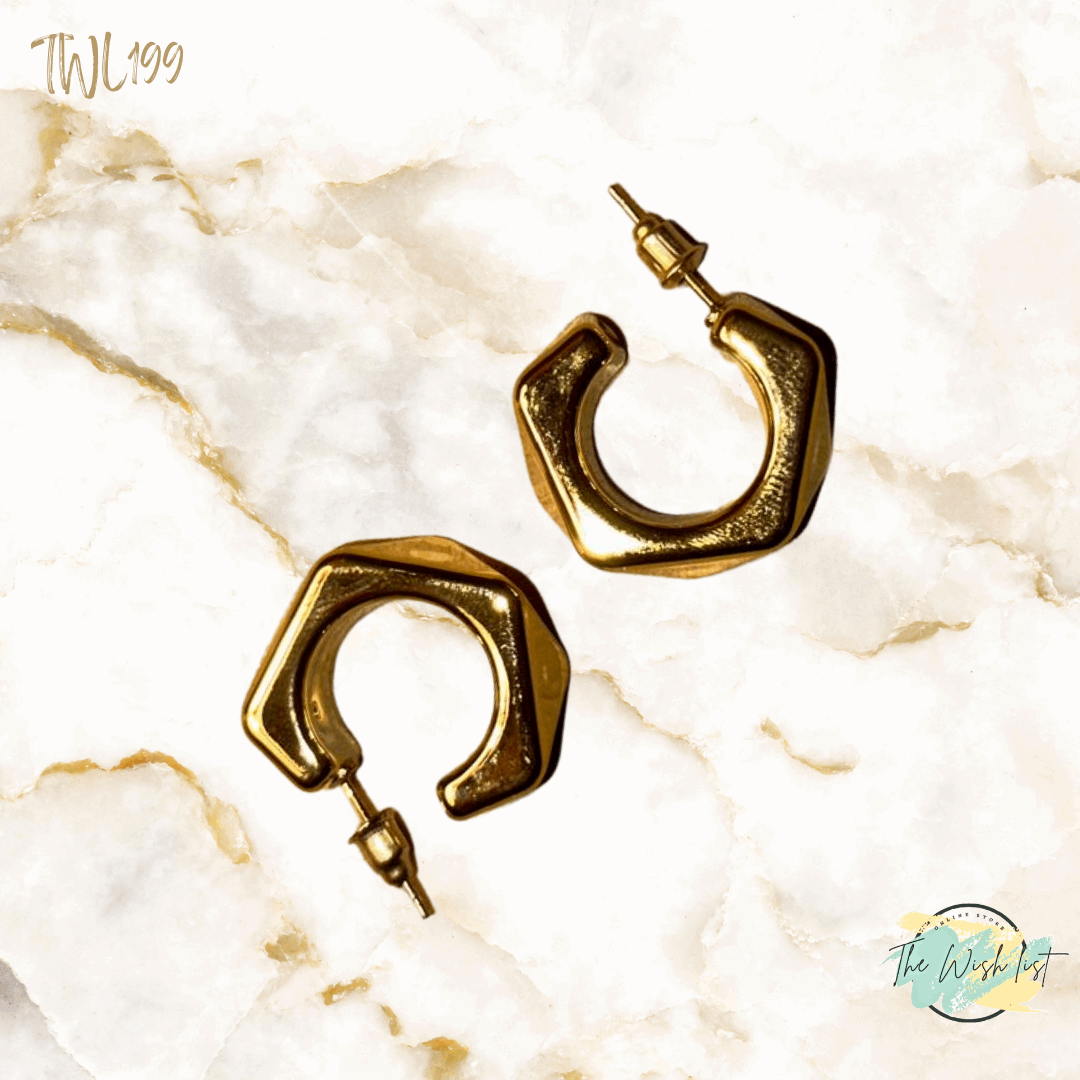 Unique shaped geometric earrings - Black Silver Gold