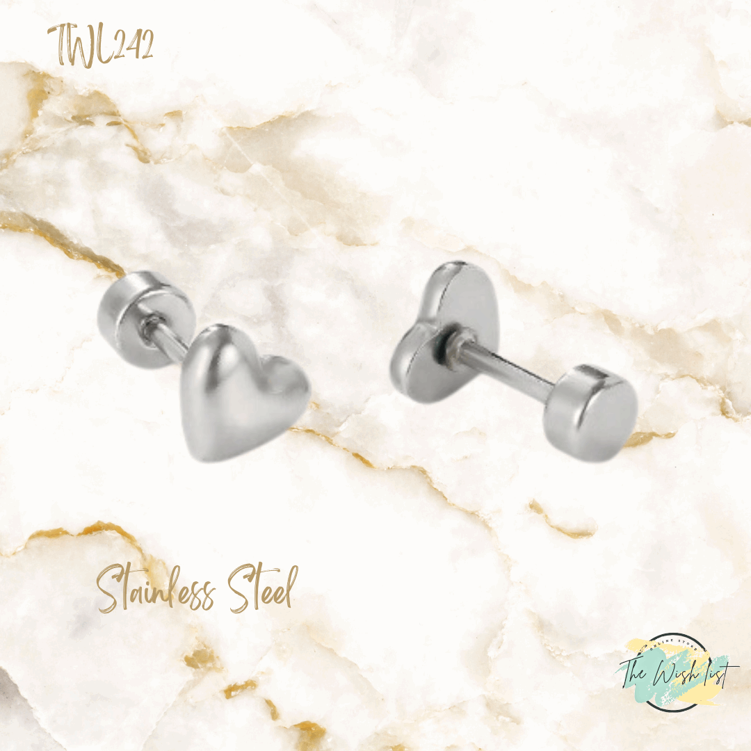Heart Stud earrings for toddlers- Stainless Steel