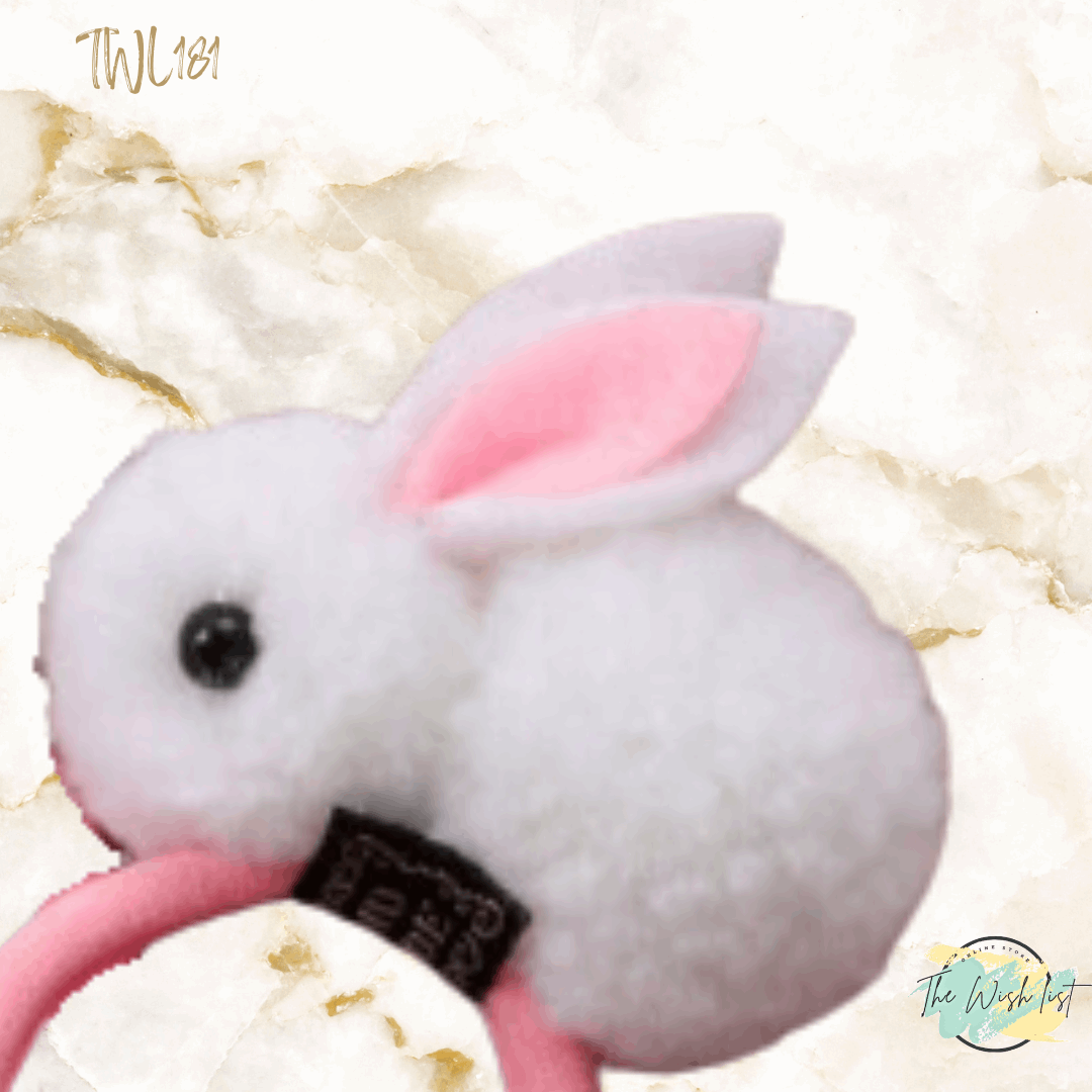 Hand made Rabbit hair tie with cotton hair band for girls