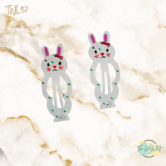 Traditional Rabbit Hair Clip For Girls - set of 2