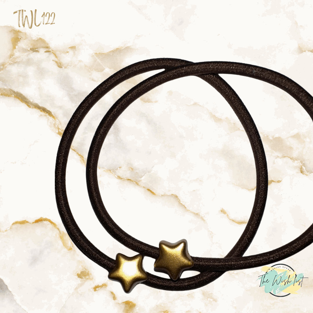 2Pce Star Decor Hair Tie Casual