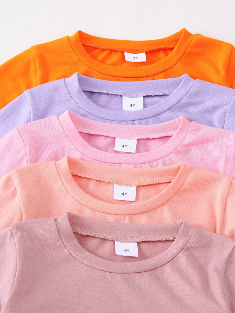 10pcs/Set Young Girl Casual Solid Color Lightweight Soft Knit Fabric Long Sleeve T-Shirt And Pants 2 Pieces Outfit, Autumn/Winter