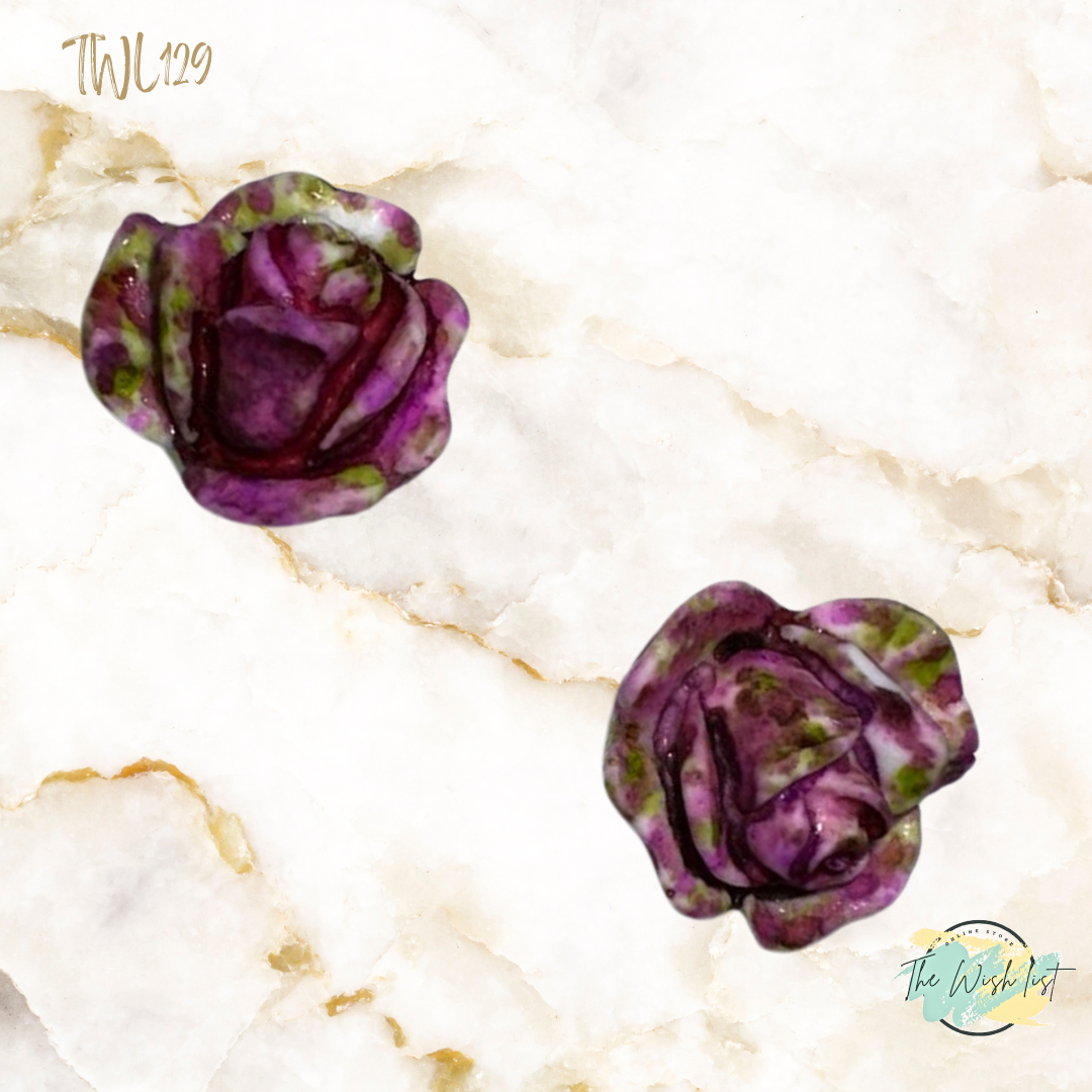 Women's Fashionable, Random Flower Shaped Polyresin earrings- Effect Earrings
