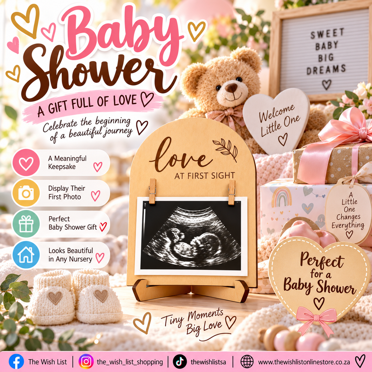 Wooden Ultrasound Photo Frame For Pregnancy Announcement Or Baby Birth Decoration - Double Sided
