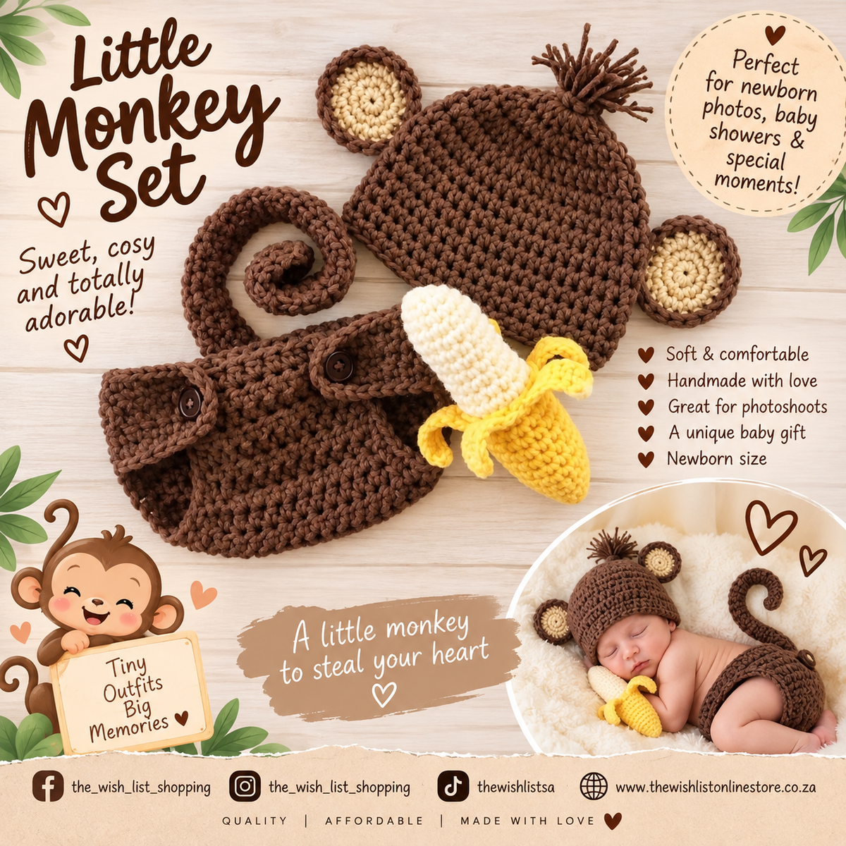 Newborn Little monkey Set- 3Pcs