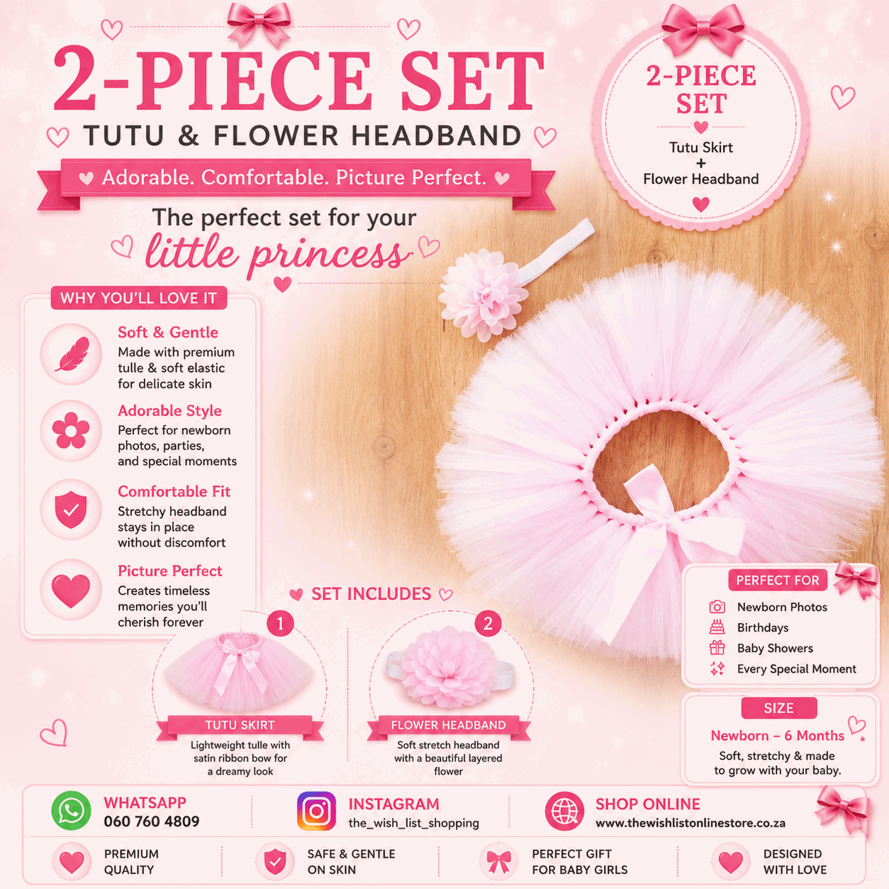 Newborn Baby Girls' Birthday Tutu Dress & Headband Set baby Shower Gifts -2Pcs
