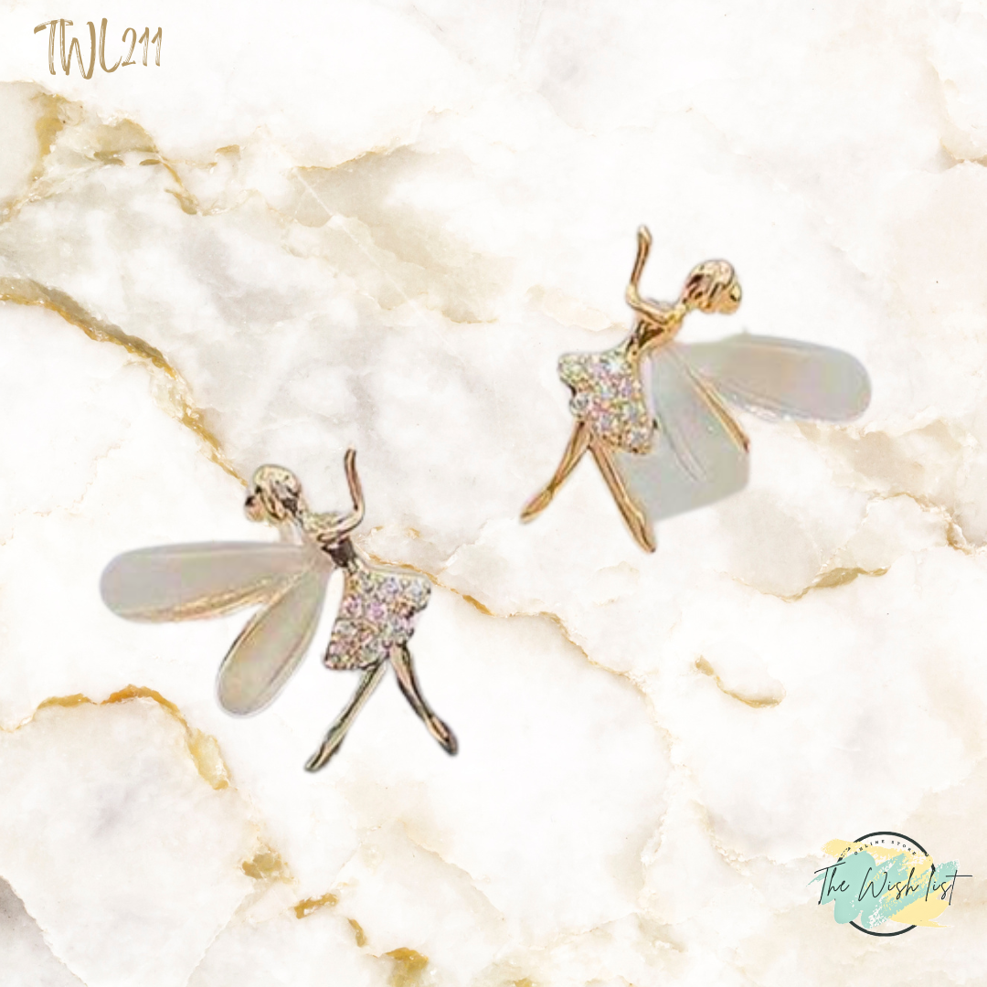 Unique Designed Fairy Shaped stud earrings- Stainless Steel