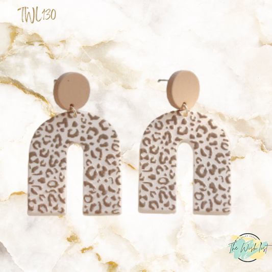Leopard Pattern U shape drop earrings