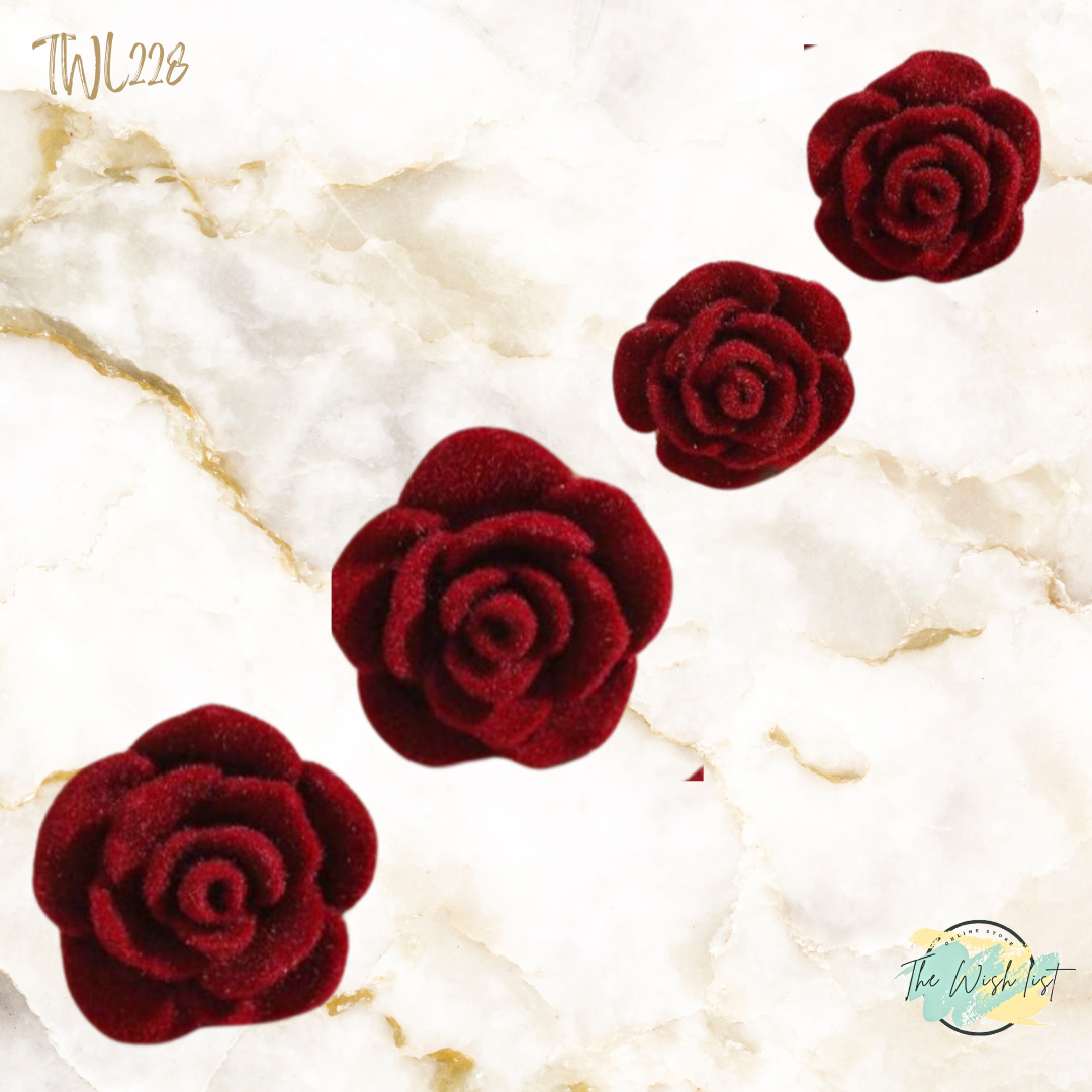 Red Velvet Floral design stud earrings