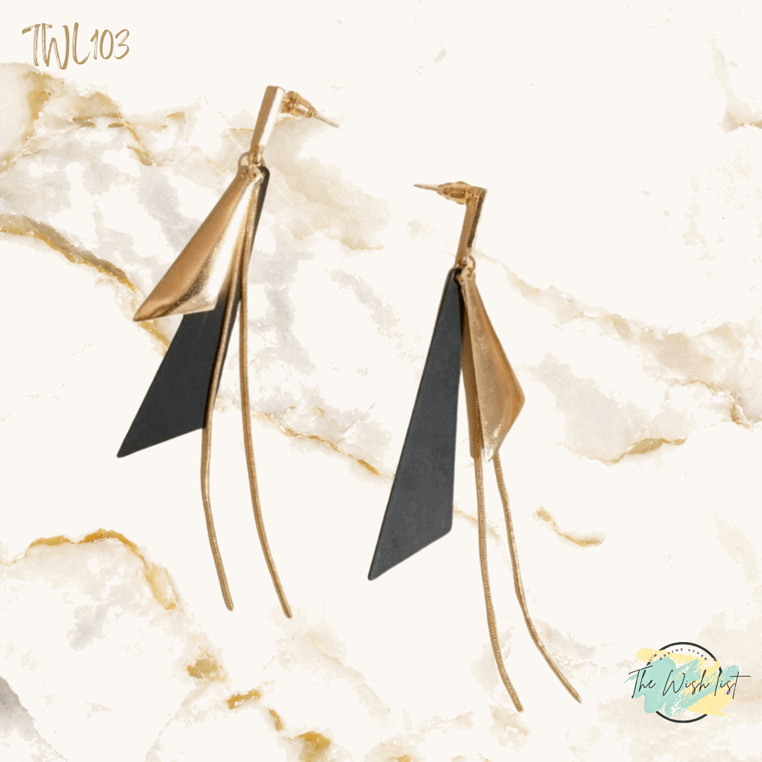Chain & Geometric Drop Earrings