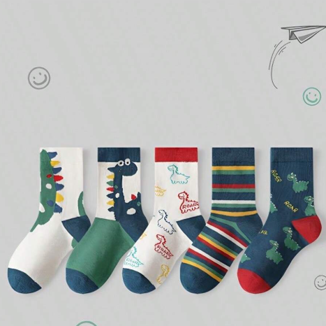 5pairs Thickened Children's Dinosaur Socks