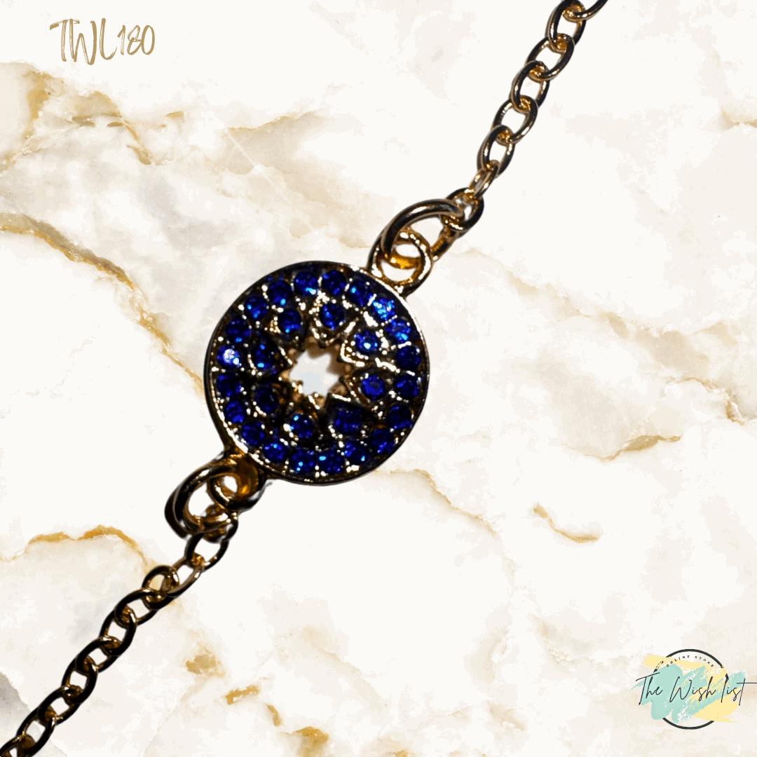 2Pce Round Blue star detailed bracelet set