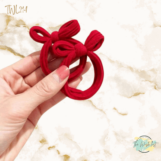 2Pce Red Bow Hair Ties, HIgh Elasticity & Durability