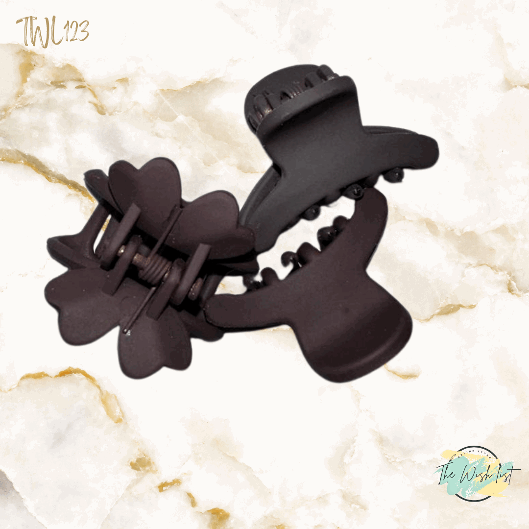 3Pce Solid Matte hair claw, Flower Claw, Plastic small claw