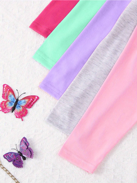 10pcs/Set Young Girl Casual Solid Color Lightweight Soft Knit Fabric Long Sleeve T-Shirt And Pants 2 Pieces Outfit, Autumn/Winter