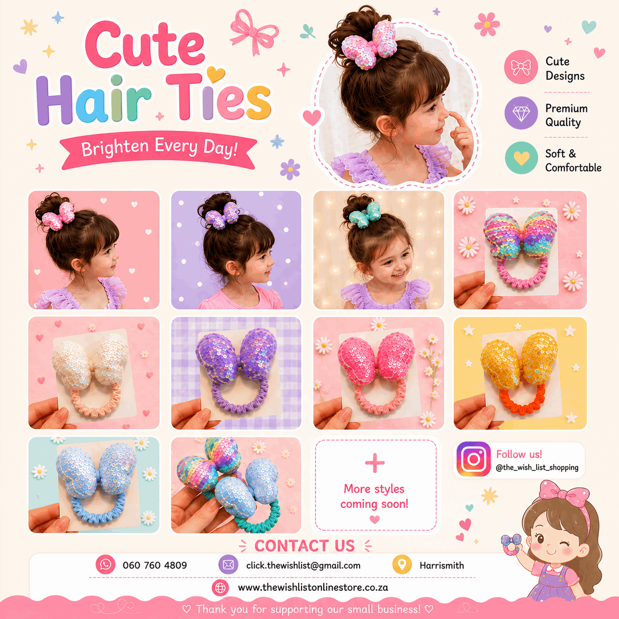 Butterfly Sequin Hair tie for Girls - Large
