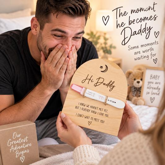 Pregnancy Announcement For Dad- Hi Daddy Pregnancy Test Keepsake -Wooden