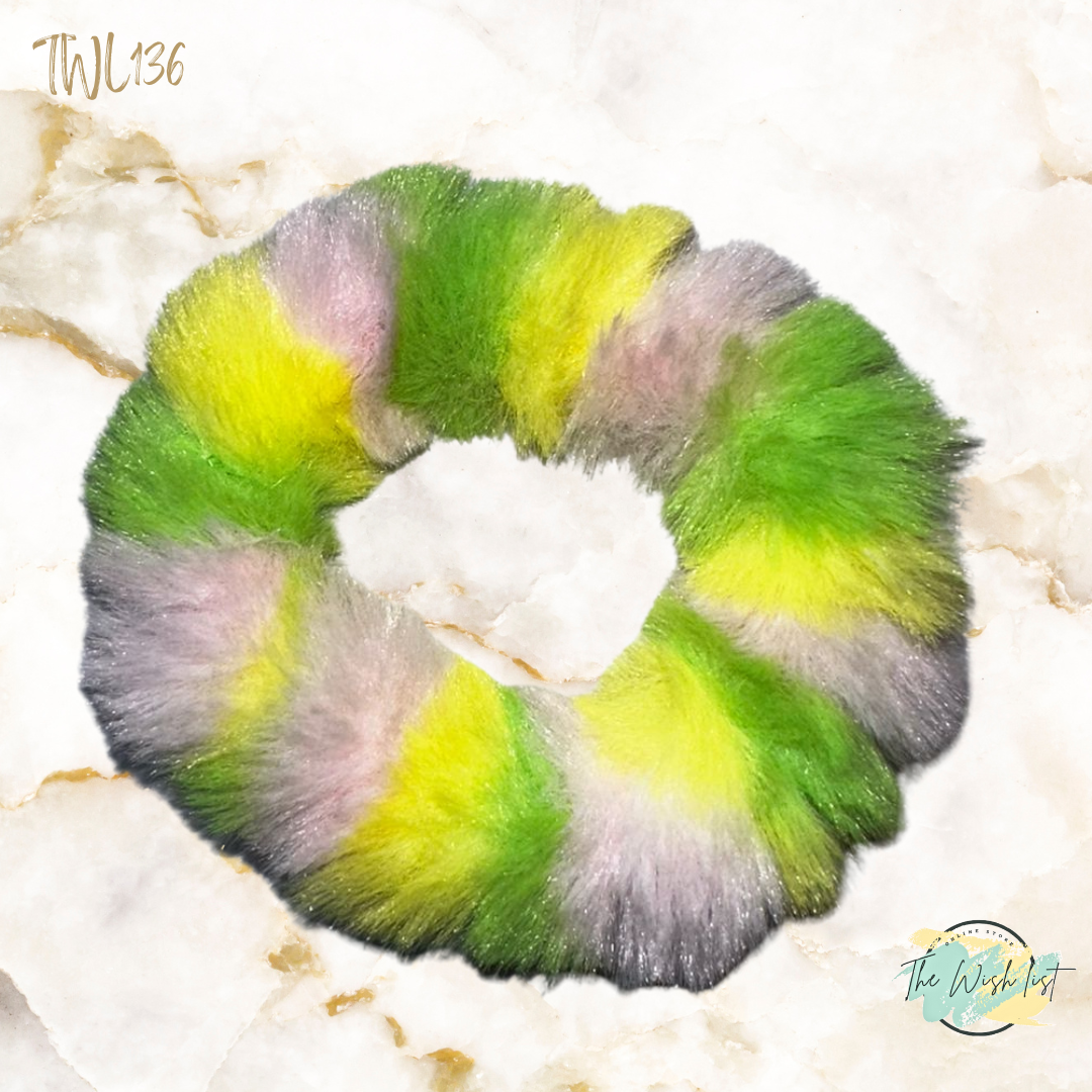 Neon Bright Block Colored Fluffy Scrunchies
