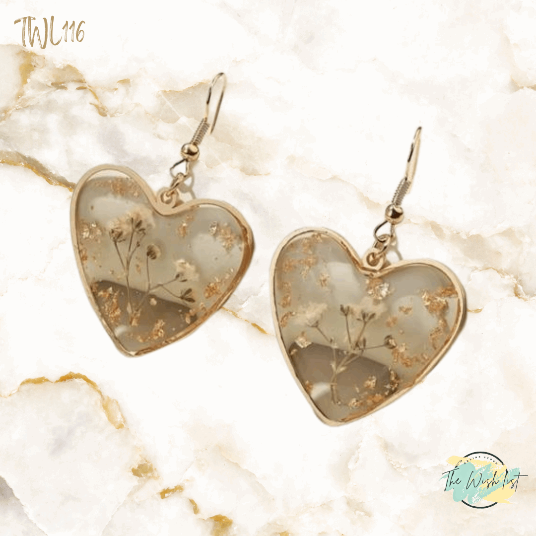 Flower Design Charm Drop Earrings