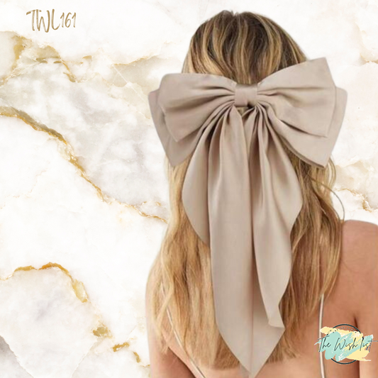 Hair Bow wit Clip- Large, Black, Red Pink, White , Toffee
