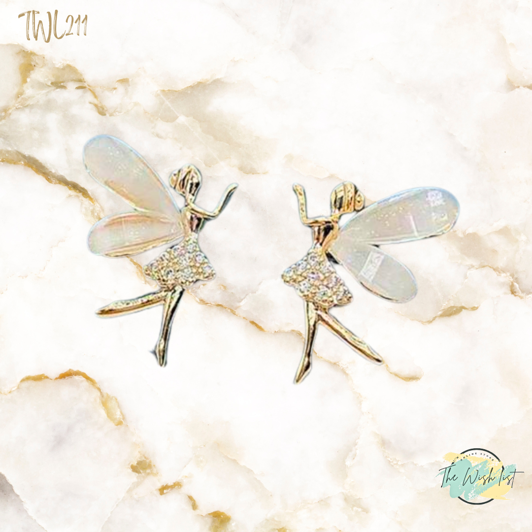 Unique Designed Fairy Shaped stud earrings- Stainless Steel